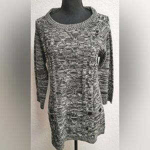 Carol Rose size large Women's Black and Gray Sweater Dress, long sleeve